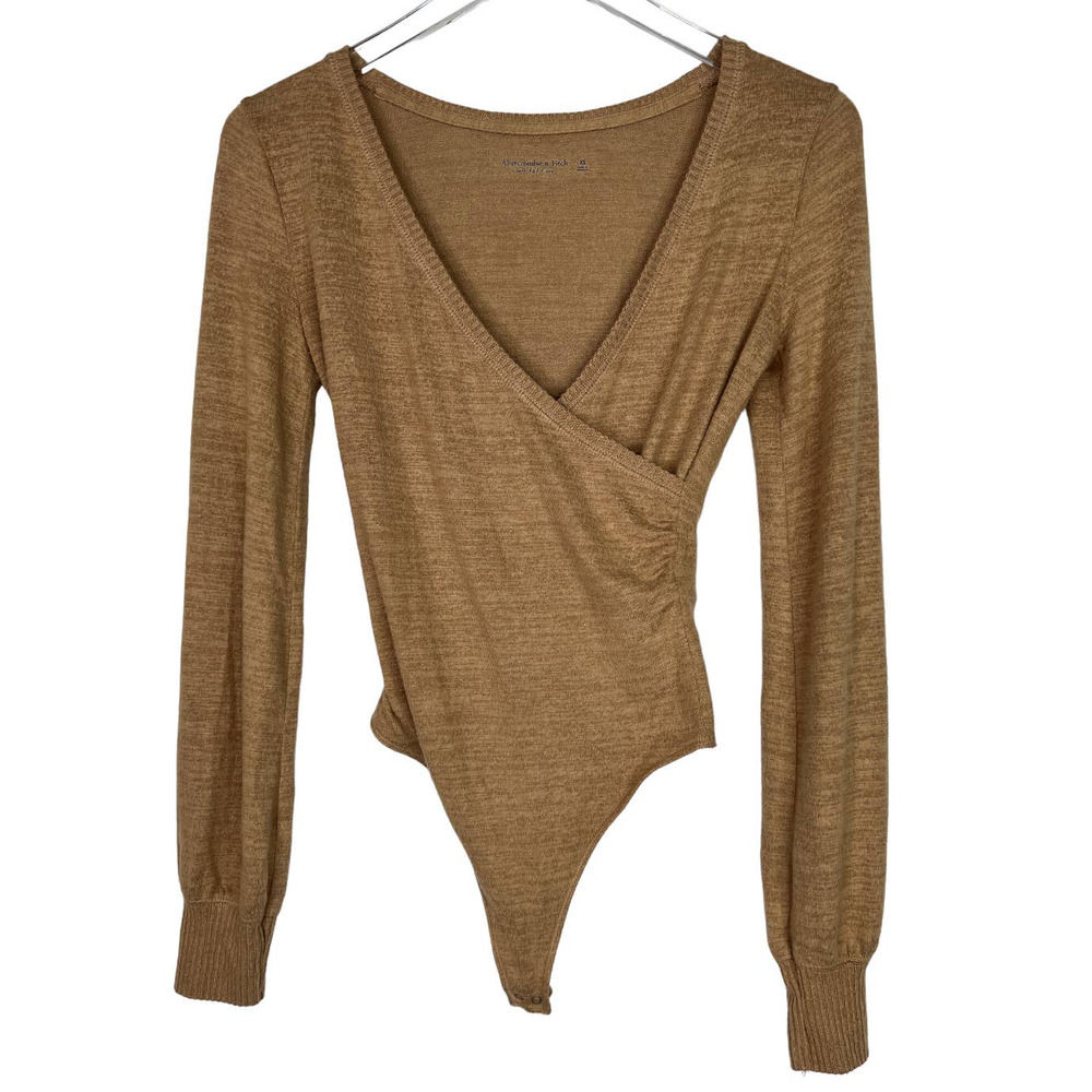 Abercrombie & Fitch Soft & Cozy Long Sleeve Surplice Bodysuit Size XS